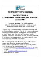 VACANCY FOR A COMMUNITY HUB AND LIBRARY SUPPORT ASSISTANT 
