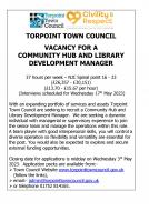 VACANCY FOR A COMMUNITY HUB AND LIBRARY DEVELOPMENT MANAGER 