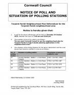 NOTICE OF POLL AND SITUATION OF POLLING STATIONS Torpoint Parish Neighbourhood Plan